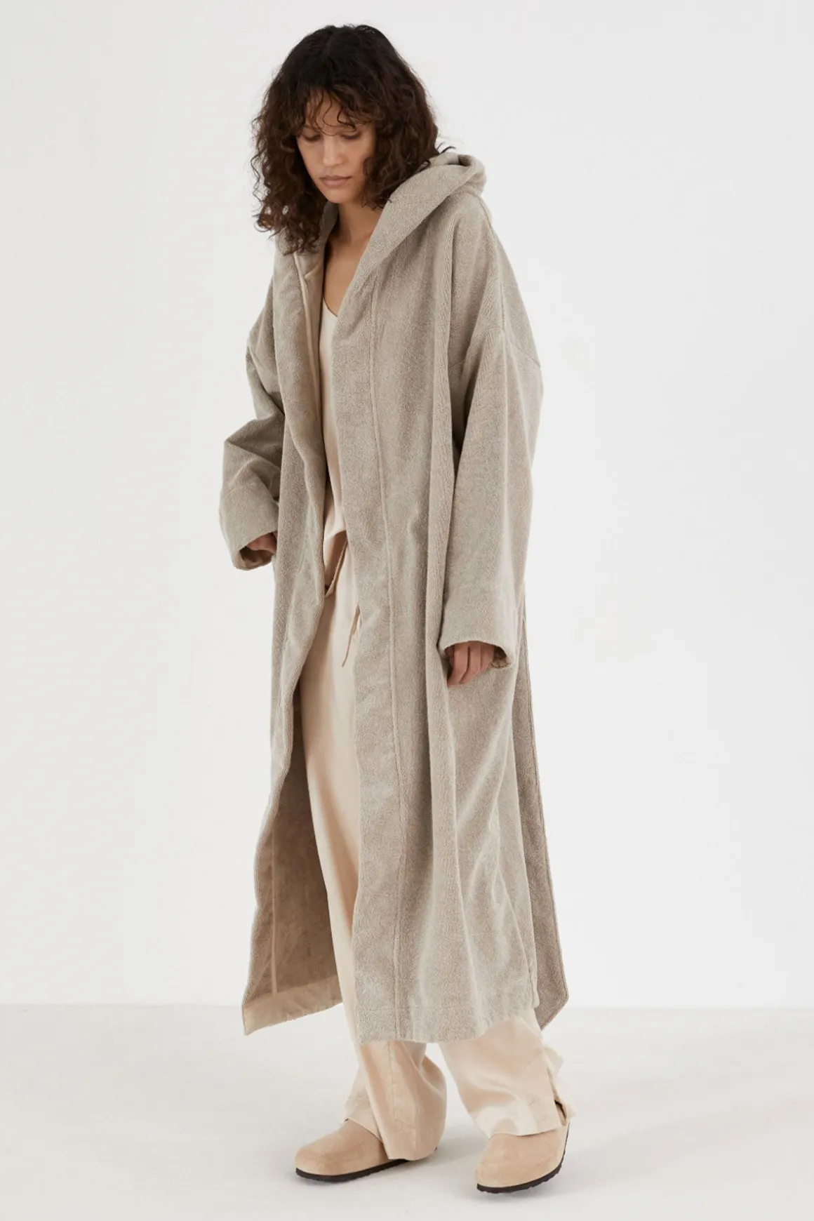 Badekåpe - Hooded Bathrobe Terry Dried Linen