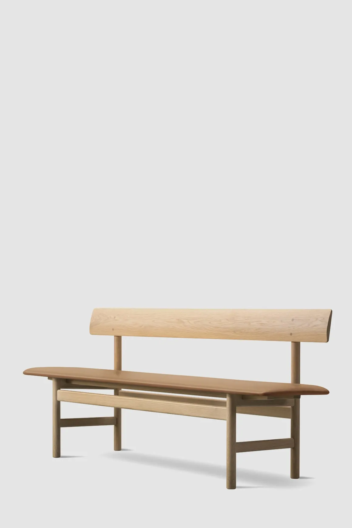 Benk - BM Bench 3171 Såpet Eik / 95 Cognac Lær