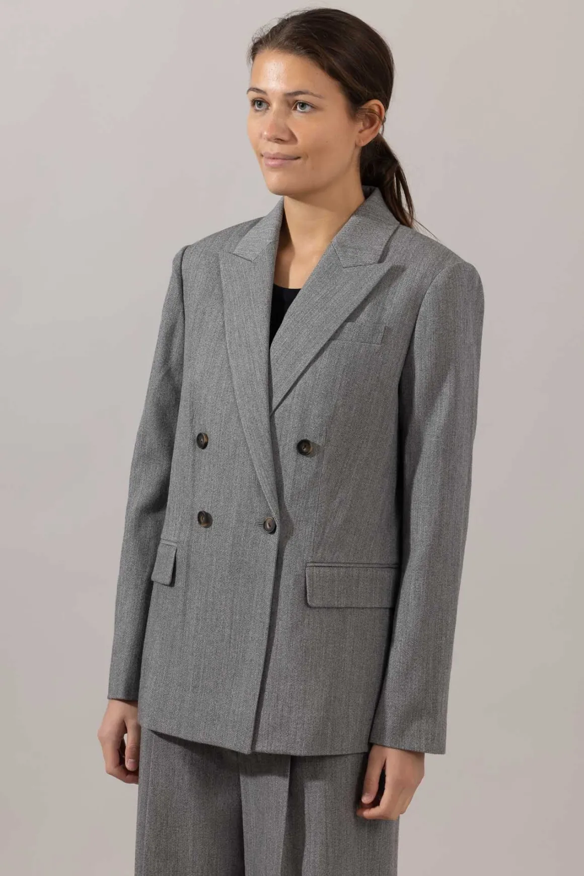 Blazer - Twill Double Breasted Stone Grey