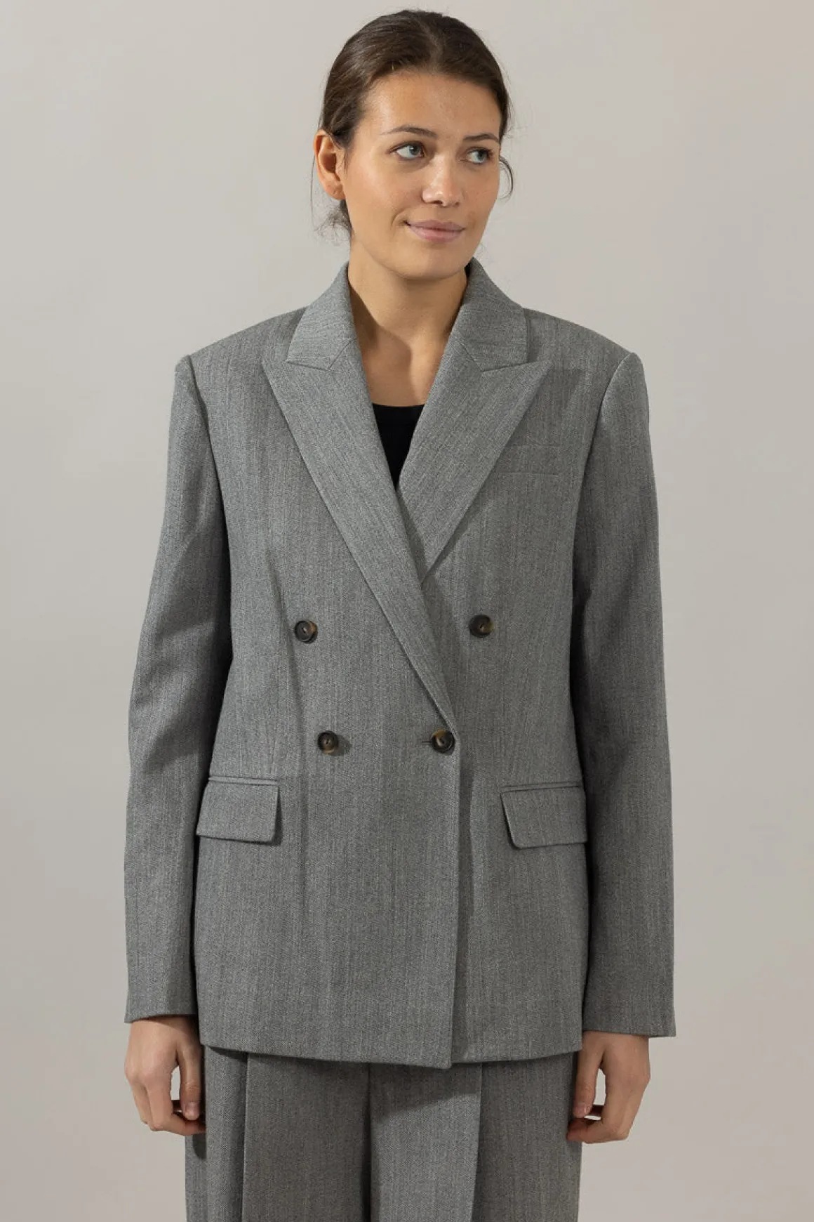 Blazer - Twill Double Breasted Stone Grey