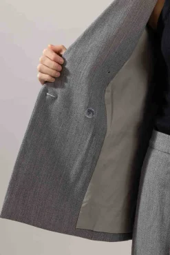 Blazer - Twill Double Breasted Stone Grey