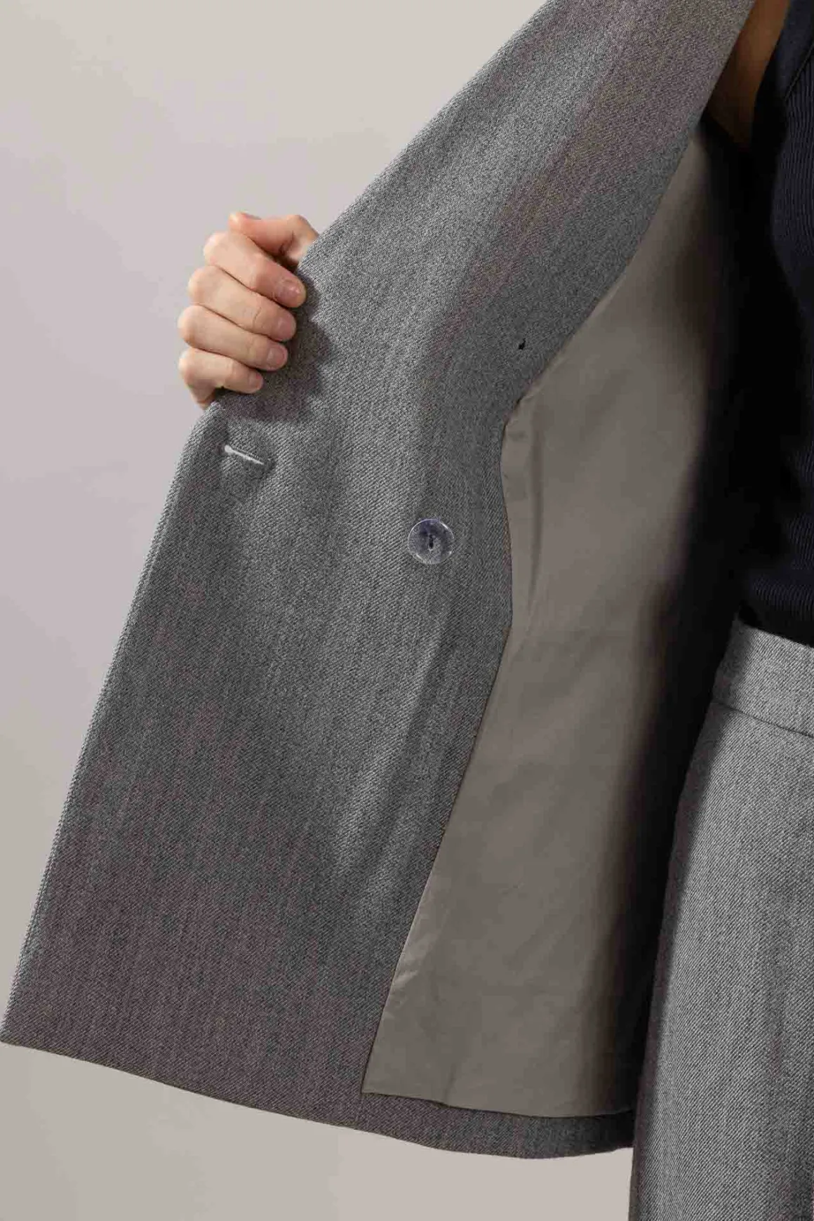 Blazer - Twill Double Breasted Stone Grey