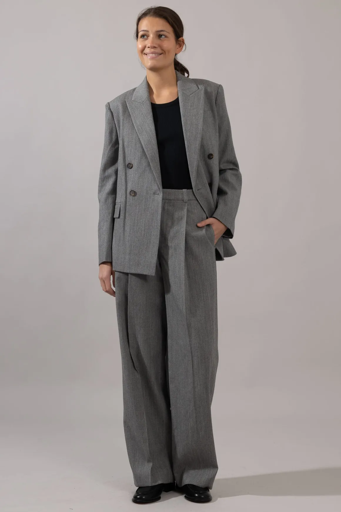 Blazer - Twill Double Breasted Stone Grey