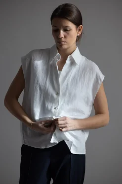 Bluse - Cap SLV Button Down