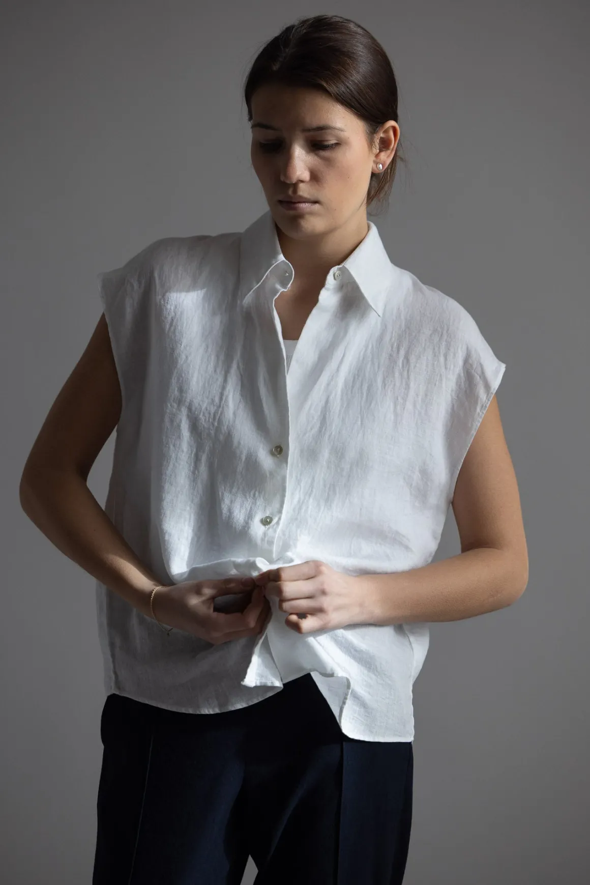 Bluse - Cap SLV Button Down