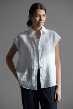 Bluse - Cap SLV Button Down