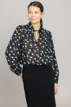 Bluse - Floral Volumes Blue/White Flower Garden