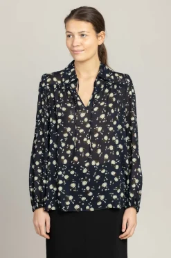 Bluse - Floral Volumes Blue/White Flower Garden