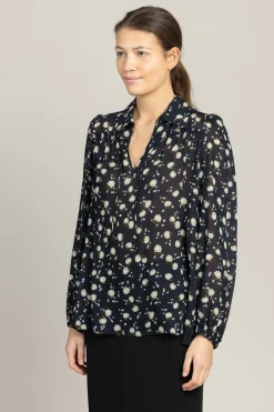 Bluse - Floral Volumes Blue/White Flower Garden