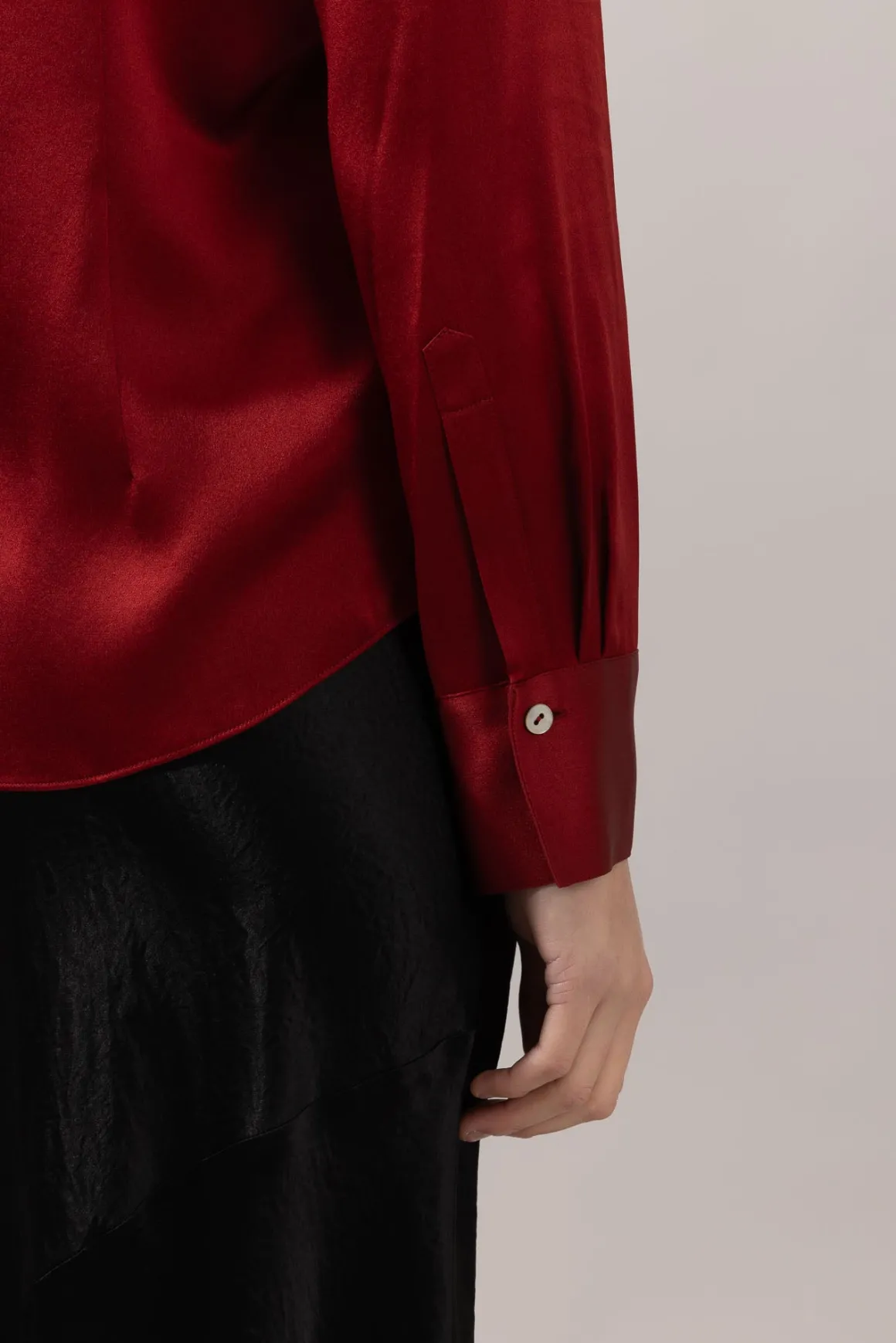 Bluse - Slim Fit Satin Ruby Ink