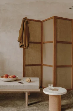 Bord - Sintra h42cm dia60cm White Marble/Cork