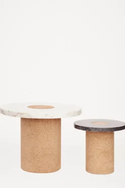 Bord - Sintra h42cm dia60cm White Marble/Cork