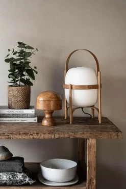 Bordlampe - Cestita Cherry Wood Opalhvitt Glass