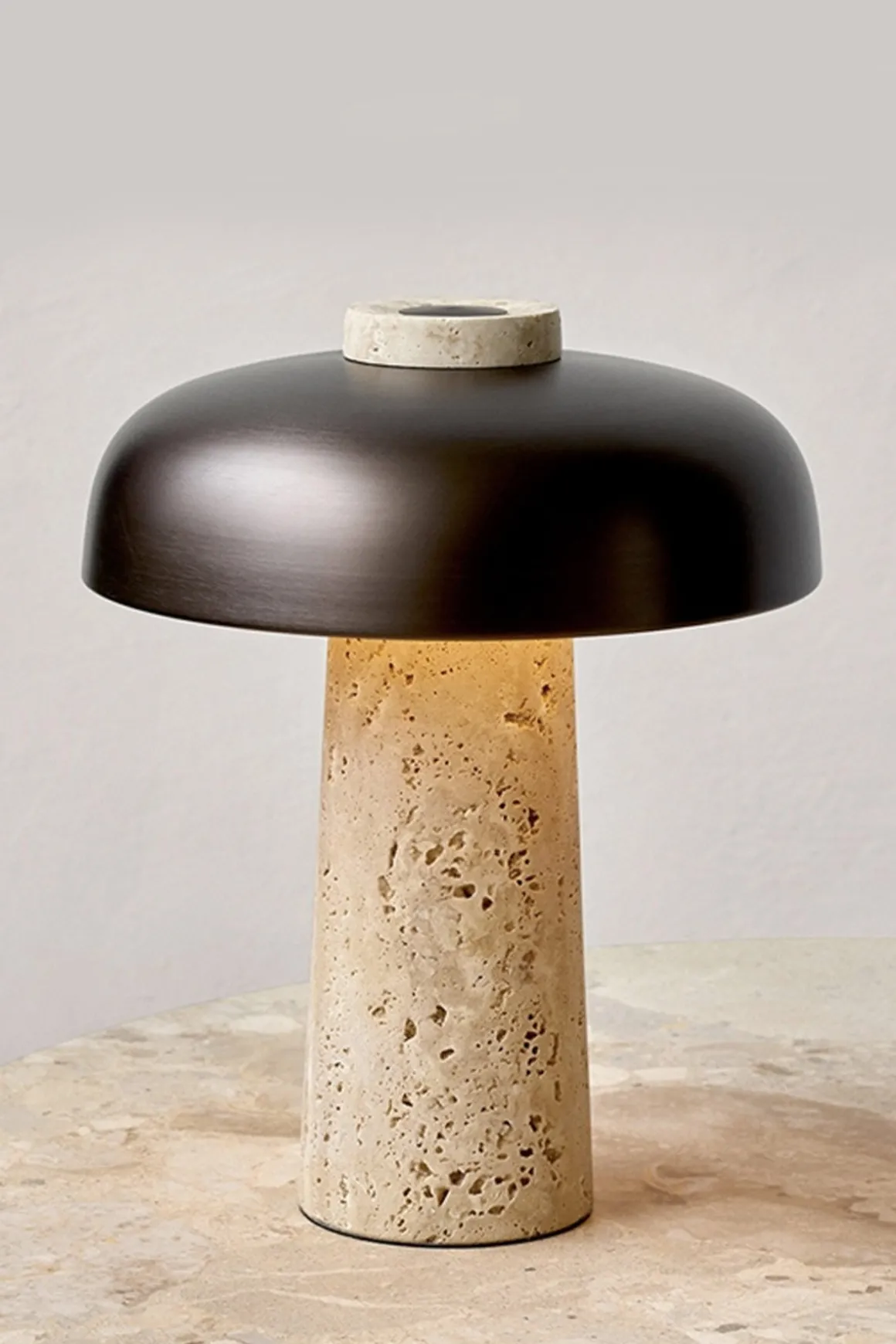 Bordlampe - Reverse Travertine Bronzed Brass