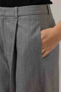 Bukse - High Waist Twill Stone Grey