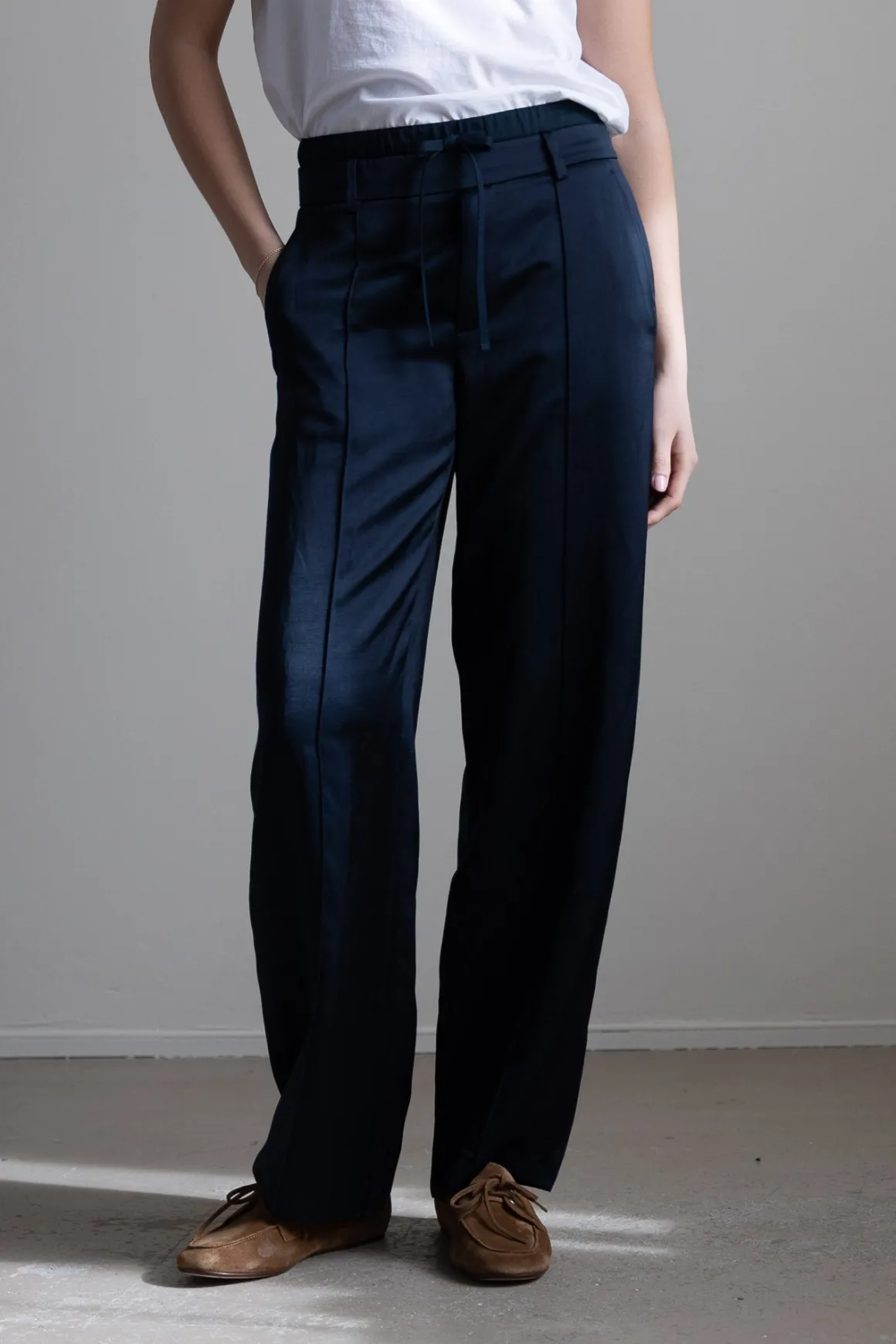 Bukse - Mid Rise Double Waistband Drawstring Pant