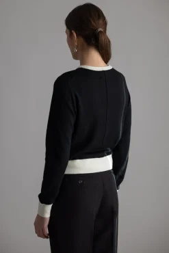 Cardigan - Classic Merino Cardigan Black Cream