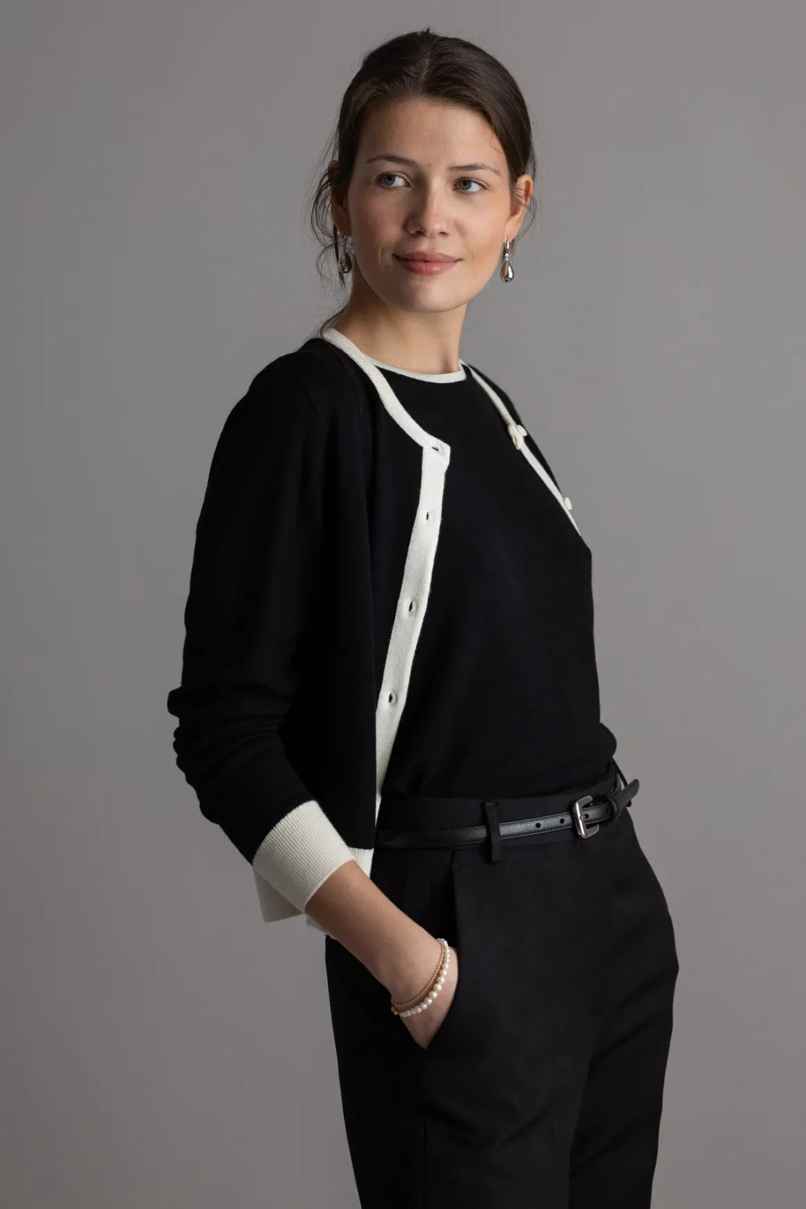 Cardigan - Classic Merino Cardigan Black Cream