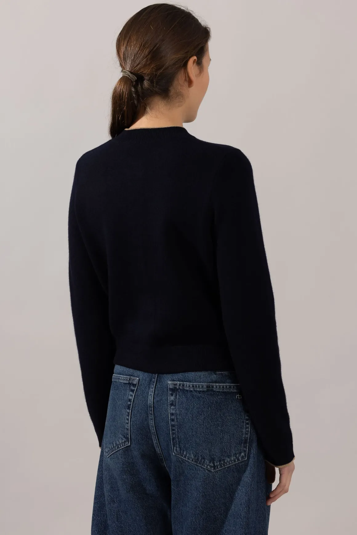 Cardigan - Contrast Tipped Coastal/Sable