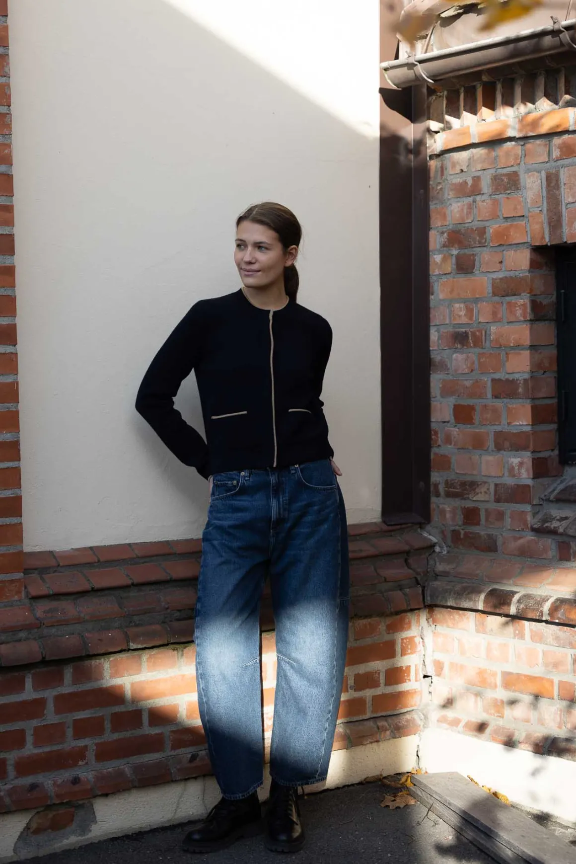 Cardigan - Contrast Tipped Coastal/Sable