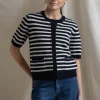 Cardigan - Toulouse Cardigan Tee Navy Snowflake Stripe