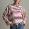 Genser - Breton Boatneck Longsleeve Cream Winetasting Stripe