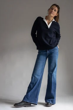 Genser - Contrast Collar Polo Coastal/Off-White