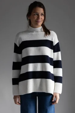 Genser - Oversized Striped White/Coastal