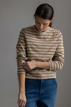 Genser - Stripe Crew Neck Tee Ecru/Partridge