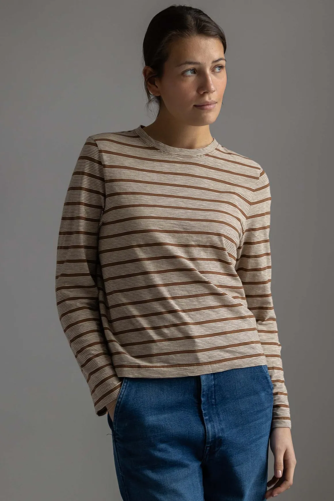 Genser - Stripe Crew Neck Tee Ecru/Partridge