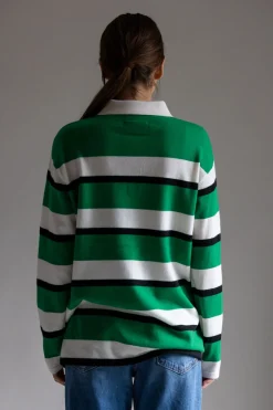 Genser - Striped Rugby Rainforest/Cream