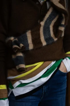 Genser - Striped Rugby Rainforest/Cream