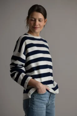 Genser - Toulon Sweater Artic Navy Stripe