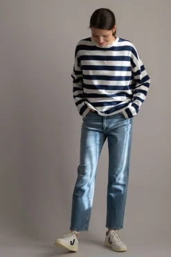 Genser - Toulon Sweater Artic Navy Stripe