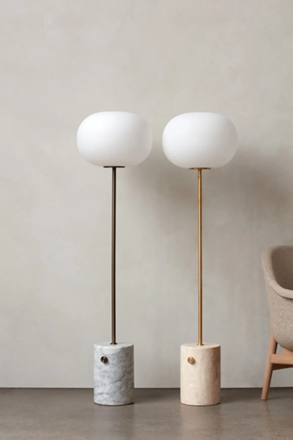 Gulvlampe - JWDA Travertine/Brushed Brass