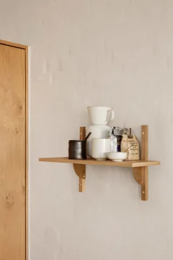 Hylle - Sector Shelf Single/Wide Oak/Brass