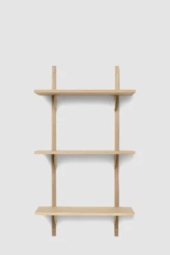 Hylle - Sector Shelf Tripple/Narrow Oak/Brass