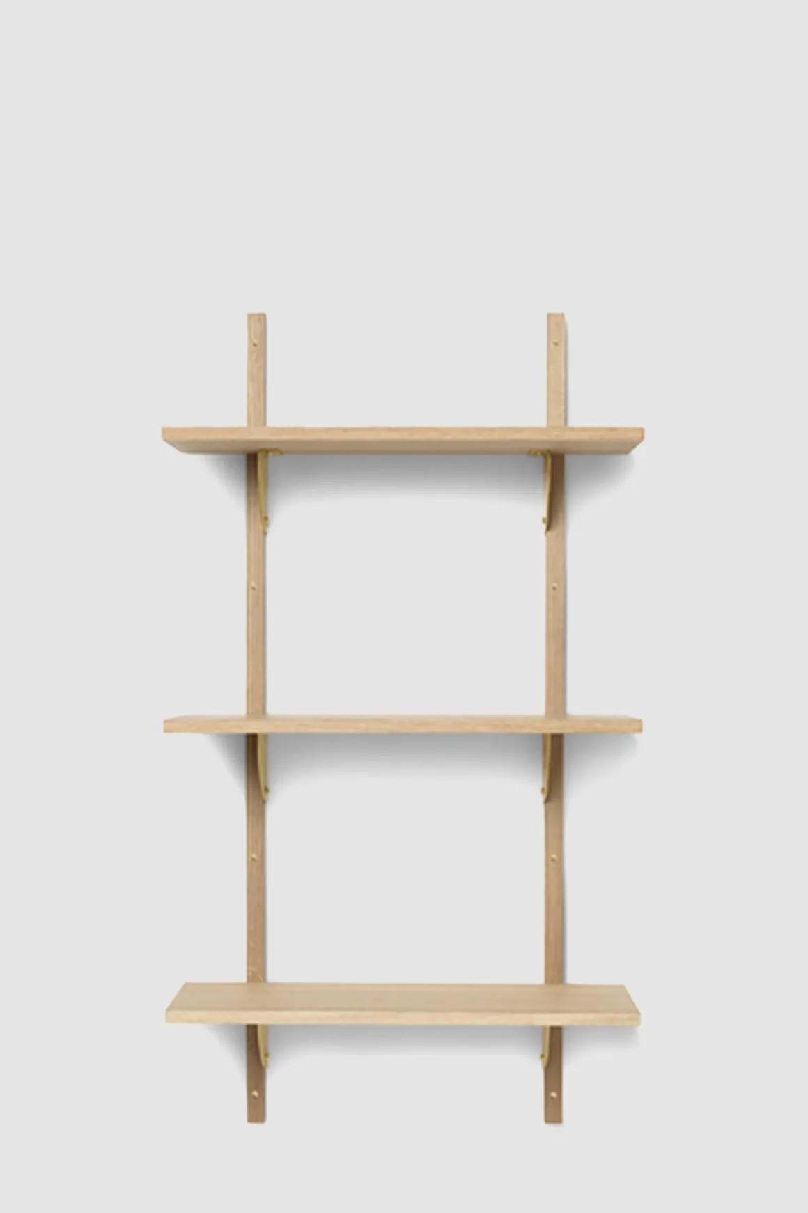Hylle - Sector Shelf Tripple/Narrow Oak/Brass