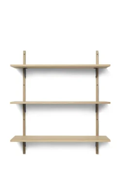 Hylle - Sector Triple Wide Natural Oak/Black Brass