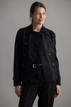 Jakke - Cropped Trench Light Pressed Wool