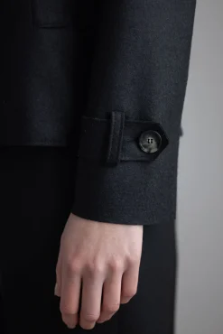 Jakke - Cropped Trench Light Pressed Wool