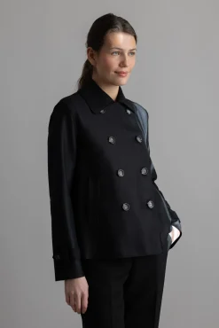 Jakke - Cropped Trench Light Pressed Wool