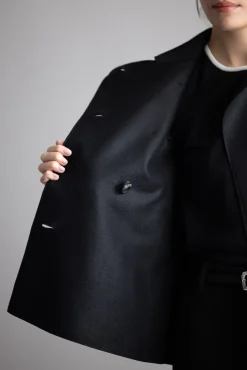 Jakke - Cropped Trench Light Pressed Wool