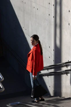 Jakke - Peacoat Light Pressed Wool Bright Red