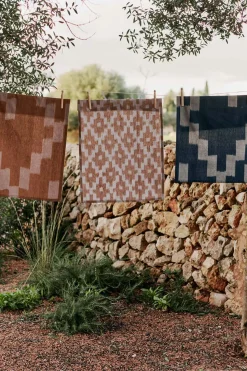 Kjøkkenhåndkle - Ikat Mist Blue/Terracotta