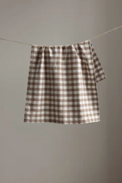 Kjøkkenhåndkle - Ruter Muldvarp/Hvit