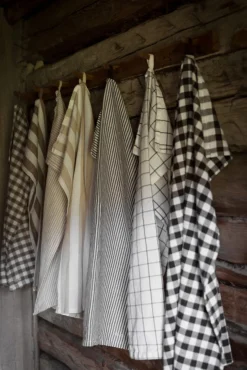 Kjøkkenhåndkle - Ruter Muldvarp/Hvit