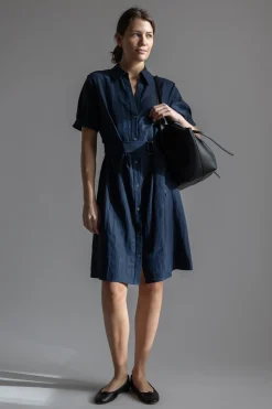 Kjole - Cuffed S/S Belted Shirt Dress