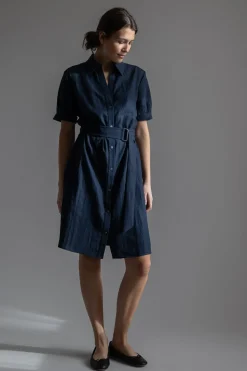 Kjole - Cuffed S/S Belted Shirt Dress
