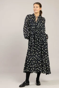 Kjole - Floral Volumes Blue/White Flower Garden